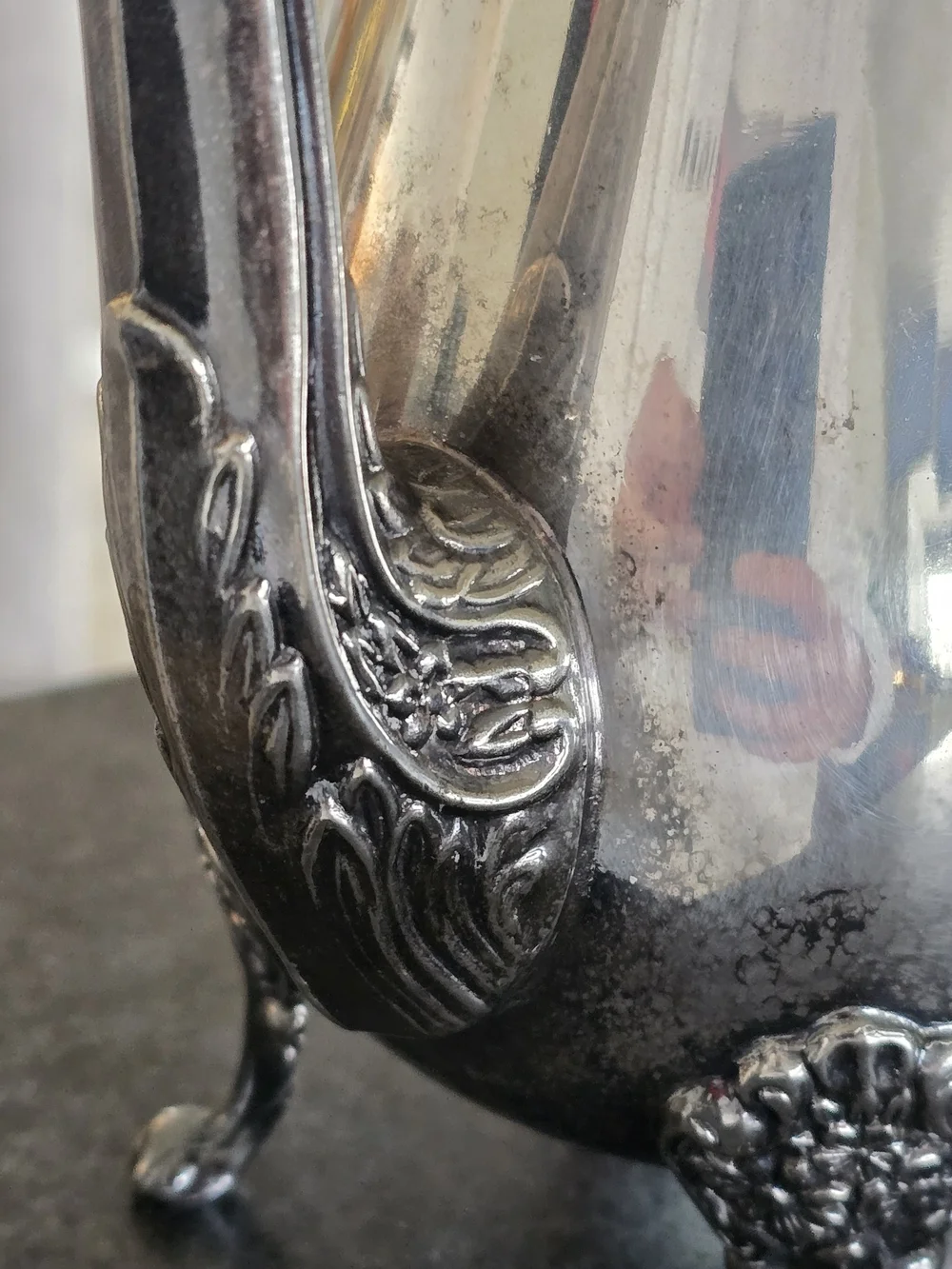 Vintage Silver Plated Coffee/Teapot - Ornate Raised Feet & Scroll Handle